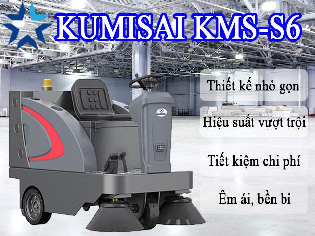 Xe quét rác ngồi lái Kumisai KMS S6 chất lượng tốt, độ bền cao, vận hành ổn định.